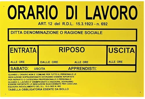 Hongu 1pz Cartello orario di Lavoro in PVC 30cm x 20cm– Cartello Impermeabili Lavabili, Ufficio, Palestra, Ristorante, Bar