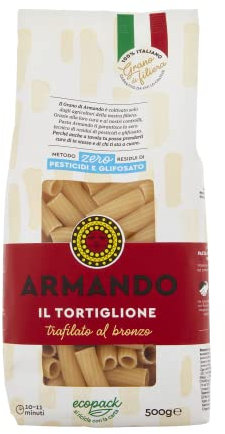 Armando, Il Tortiglione, Pasta di Semola di Grano Duro di Filiera 100% Italiano - Trafilato al bronzo - 12 confezioni da 500 gr