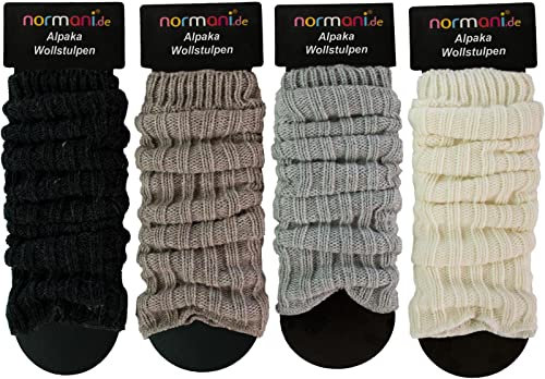 normani 4 Paar Alpaka Grobstrick Stulpen Legwärmer mit Alpakawolle Farbe Gemischt