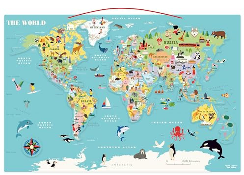 Vilac - World Magnetic Map (englische Version) Magnete, mehrfarbig (7612A)