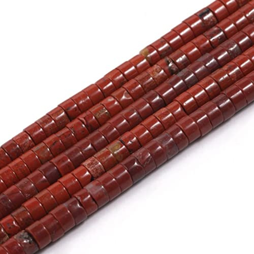 ACYUNLEI 1 Strand 4x2mm Natural Gemstone Beads Heishi Beads,Loose Flat Round Undyed Cylinder Flat Spacer Stone Beads for Bracelet Earrings Jewelry Making,Red Stone