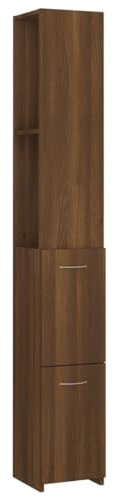 vidaXL Armario Baño Mueble Lavadora Estante Aseo Colada Inodoro Ducha WC Bañero Almacenamiento Madera Contrachapada Roble Marrón 25x26,5x170 cm