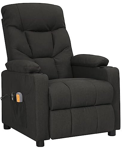 vidaXL Massagesessel, Sessel Verstellbar Elektrisch, Relaxsessel mit Liegefunktion Vibrationsfunktion, Fernsehsessel Liegesessel, Schwarz Stoff