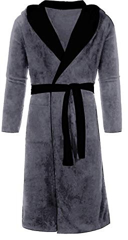 Vestaglia da uomo leggera accappatoio da uomo in pile super morbido di lusso con cappuccio vestaglia per donna uomo in pile di lusso accappatoio da uomo, 0B-Grigio, 4X-Large