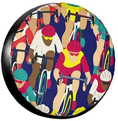 Ersatzradabdeckungen Eine Gruppe Von Rennradfahrern Wasserdicht Reifenschutzhülle Wetterfest Autoreifen Für Fahrzeuge Geburtstag SUV 14inch
