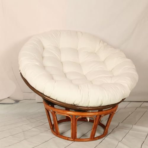 Tielag Papasansessel Kissen, Papasan Sitzkissen für Hängesessel, Rund Papasan Sessel, Polster Sitzauflage für Gartenmöbel Sesselkissen, Milchig, 110 x 110 cm
