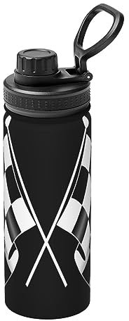 Black White Formula Checkered Flags Pattern Durable 18oz Sports Insulated Water Bottle with Printing, Perfect for Outdoor Use