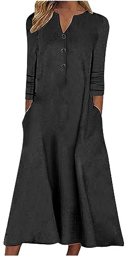 Sexy Kleid Damen Kleid Damen Herbst 50Er Jahre Kleider Damen Pullover Weihnachten Damen Kleid Damen Elegant Für Hochzeit Jeanskleid Winter Sexy Kleid (Black, L)