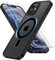 ORETECH Coque pour iPhone 12/12 Pro avec 2 Verre Trempé Protection écran, Etui Translucide Mat Arrière Housse Antichoc Coque Magnétique pour iPhone 12 Compatible avec Mag-Safe 6.1 Noir