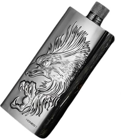 BAILEYU Flachmann Edelstahl mit Trichter Geprägtem Adler Tragbarer Whiskey Flachmann für Outdoor Camping Klettern Wandern Picknick,17oz / 500ml