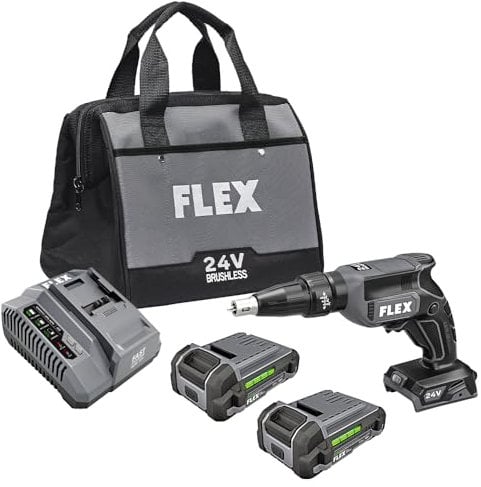 FLEX 24V Brushless Cordless Drywall Screw Gun Kit with (2) 2.5Ah Lithium Batteries and 160W Fast Chargers - FX1611-2AA