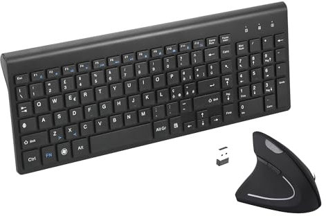 Fonicer Mano sinistra 2.4GHz Wireless Verticale Ergonomico Mouse e Tastiera Combo Ultra-Sottile Dimensione Portatile per PC Desktop Computer Laptop Mac Tablet