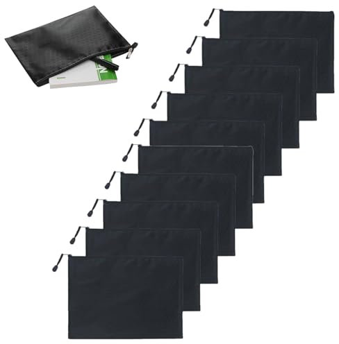 Geldtasche, Geldmappe, 10 Stück Geldscheintasche, Bankmappe Groß, Bargeld Tasche, Banktasche Mit Reißverschluss, Bankmappe A5, Als Federmäppchen oder Beutel für Make-up, Kosmetik- oder Hygieneartikel