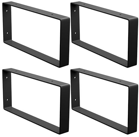 Amig - 4er-Pack Rechteckige Regalhalterungen für Industrie-Regale - 126 x 261 x 30 mm - Mattschwarzer Stahl - Wandhalterung für Regale - Funktionales und Robustes Design - Ideal für Wandregale