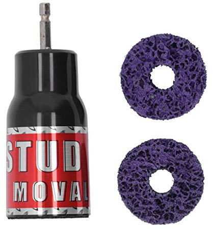 LIZEALUCKY Rust Removal Machine for Drill, Wheel Stud Hub Cleaner with Removable Grinding Wheels, Drill Polishing Head for Deburring, Paint Removal, Surface Polishing