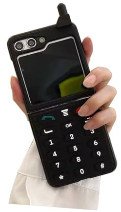 GO-VOLMON Cute Girls Case for Samsung Galaxy Z Flip 6 Hard PC 3D Design, Retro Funny Cover Black Phone Pattern, Man and Woman Kawaii Creative Case for Galaxy Z Flip 6