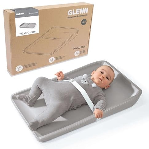 Matelas à Langer pour table a langer Glenn 50x70. Matelas bebe en Mousse Gris, Imperméable, Facile à nettoyer. Matelas a Langer Silicone x plan a langer pour comode 70x50 et table à langer Alondra