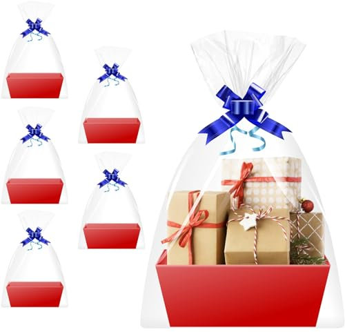 PräSentkorb Leer Pappe, [5set Pack Red]GroßE Leere GeschenkköRbe Mit Griffen FüR Frauen MäNner Urlaub, Geburtstag, Weihnachten, Valentinstag, Hochzeit Baby Party Geschenk Und Jede Gelegenheit