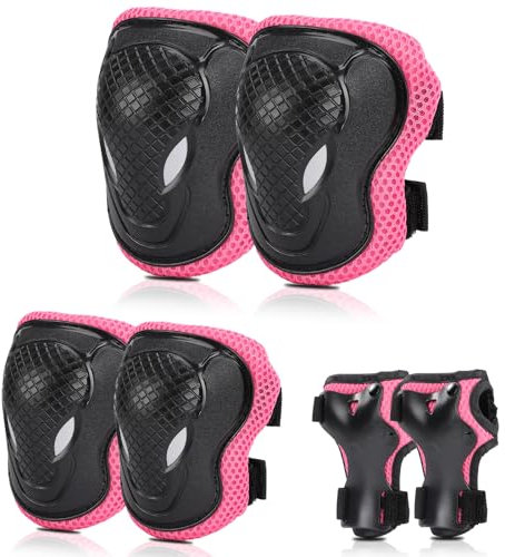 BURSUNLY Knieschoner und Protektoren Set für Kinder - Verstellbare Knie, Ellenbogenschützer und Handschoner für Inliner, Fahrrad, Skates, Scooter, Rollschuhe