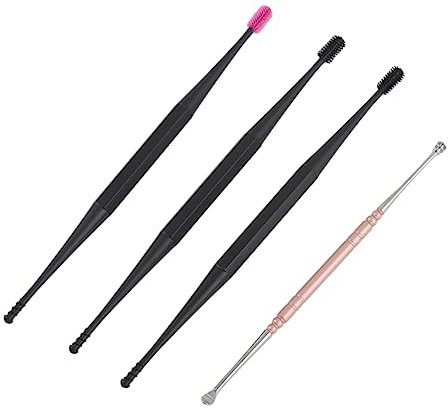 Healeved 4stücke Silikon Ohrenreiniger mit Doppelseitigem Ohrschmalzreiniger und Spiralförmigem Ohrmassagegerät für Erwachsene -teilig Farbmix Zufällige Farbe