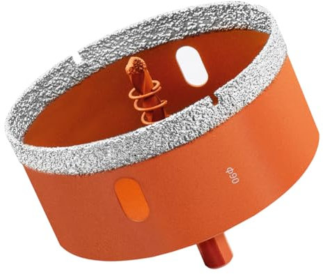 Meccion Diamond Hole Saw 90mm with Pilot Guide Bit, Professionals Brazed Diamond Drill Bit Hole Cutter for Tile, Porcelain, Glass, Ceramic, Marble