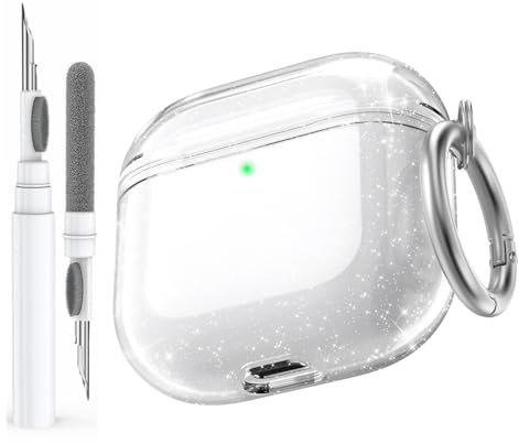 AhaStyle Clear Airpods 4 Custodia Cover con Kit di Pulizia Morbido TPU Pelle Protettiva Coperture Progettato per Apple AirPods 4a Generazione 2024 Supporto Custodia Ricarica USB-C e Ricarica Wireless
