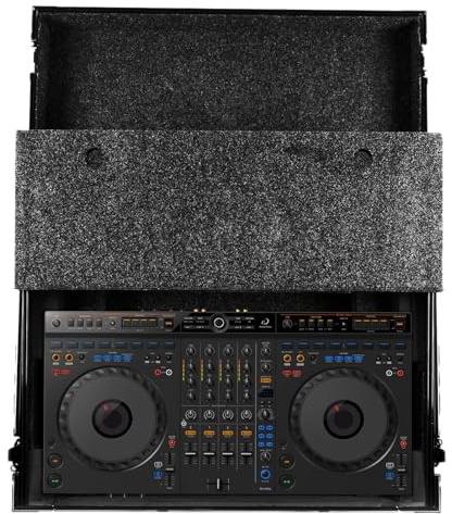 UDG Ultimate Flightcase AlphaTheta DDJ-GRV6 Plus Laptop, Schwarz (U91104BL) | 9-mm-Sperrholzschale; Schmetterlingsverriegelungen; integriertes Laptopfach; Trolley- und Radsystem; Schauminnere