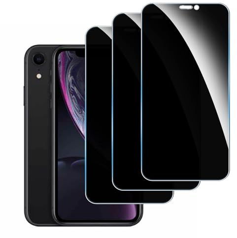 LYPHPE 【3 Piezas】 Protector Pantalla Privacidad para iPhone 11/iPhone XR,Cristal Templado Anti Espía,Anti-Espía Vidrio Película,9H Dureza,Anti-Arañazo,Sin Burbujas,Privacy Screen Protector