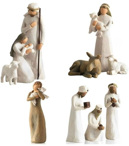 FUWQEPA Nativity Set Born Scene Willow-Tree Figure, 1 Set Of 10pcs Figures Nativity Scene Resin, Christmas Nativity Scene With Figures, Christmas Nativity Figures Holy Family Decoration