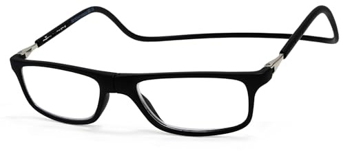 NEW VISION Lesebrille mit Magnetverschluss, Lesebrillen, Bequem Magnetverschluss Vorne, Reading Glasses NV2904, Lesehilfe für Damen Herren (SchwarzC6, 2.5, diopters)