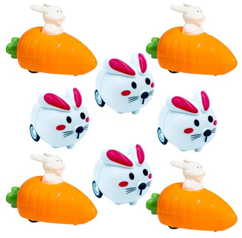 xianshi Stups Der Kleine Osterhase,8 Pcs Osterhasen Spielzeugauto,Osterhase,Ostergeschenke,Ostern Geschenke,Perfekt Als An Ostern Für Kinder Ideal Für Jungen & Mädchen(Weiß Und Orange)