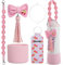 Used for Owala Water Bottle Accessories 16oz 24oz 32oz,Compatible with Owala Water Bottle Handle Strap charms Silicone boots (Pink, 40oz)