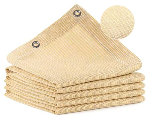 Vocray 90% Filet d'Ombrage pour Patio, 3x4,5 m Toile d'Ombrage Respirante avec Œillets, 185g/m², Idéal pour la Protection Solaire et Résistant UV pour Jardin, Pergola, Terrasse, Porche, Marron