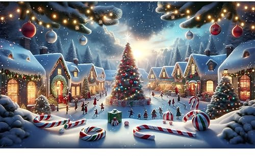 ECBEITF Weihnachten Diamond Painting Groß 70x40 CM, 5D Diamant Painting Bilder Weihnachten Winter Set für Erwachsene Kinder, DIY Vollbohrer Xmas Diamant Malerei für Home Wand Décor