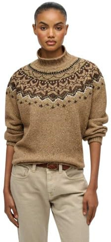 Superdry Fairisle High Neck Sweater L Brown