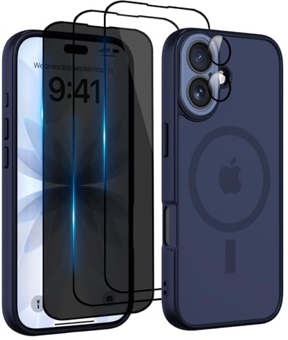Nupcknn für iPhone 17 Hülle,3 Panzerglas[HD+HD+Anti-Spy] Magnetisch mit Magsafe Handyhülle für iPhone 17 Case Durchscheinende Matt Rückseite Dünn Stoßfest Schutzhülle