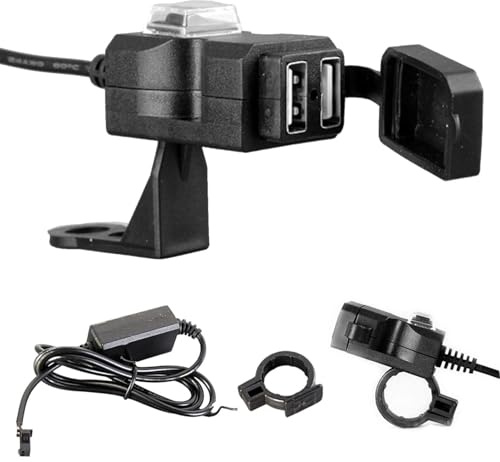 Cargador USB para Moto Enchufe de corriente rápida resistente al agua | Cargador para Moto para usar con navegadores GPS, tablets, cámaras de salpicadero, motocicletas y