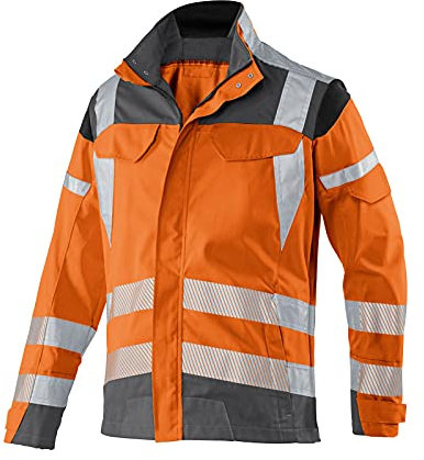 KÜBLER REFLECTIQ Warnschutzjacke warnorange, Größe 52, Herren-Arbeitsjacke aus Mischgewebe, elastische Warnschutzjacke