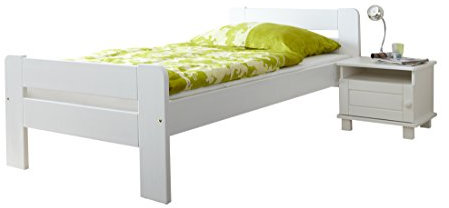 Einzelbett Bert Massivholz Kiefer Weiß 100 x 200 cm