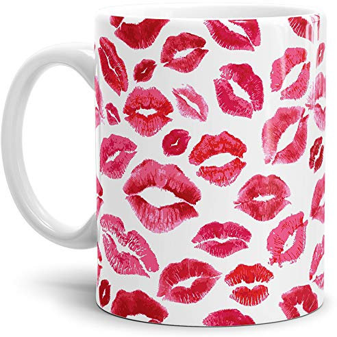 Tasse Kussmund Rote Lippen Kiss - Kaffeetasse/Mug/Cup - Qualität Made in Germany