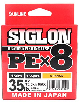 Sunline Erwachsene Siglon Braid Pe X8 Line Orange 0.242mm-15.5Kg-150Mt, 0.242MM-150MT-15.5KG
