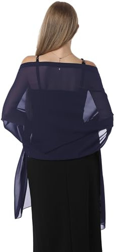 Chiffon Schals und Wraps für Abendkleider Frauen Elegant Weich Schal Braut Schal Hochzeit Stola, Marineblau (Chiffon), Einheitsgröße