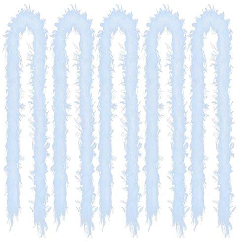 Rashion Weiße Federboa für Weihnachtsbaum, 5 Stück x 2 m – flauschige Girlande, Boa-Ripsband für Weihnachtsbaum, Partydekoration