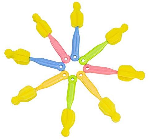 AUEAR, Milk Bottle Nipple Brushes Pacifier Sponge Cleaning Small Brush Cleaner Set for Bottles and Accessories (8 Pcs)