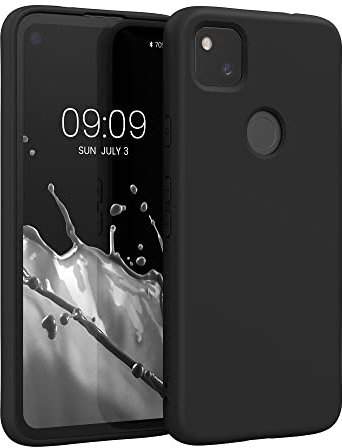 kwmobile Hülle kompatibel mit Google Pixel 4a Hülle - gummierte TPU Silikon Handyhülle - Schutzhülle für kabelloses Laden - Case in Schwarz matt