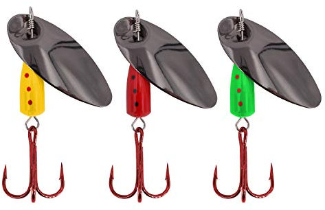FISHN SpinnyOne Set - Länge: 5,2 cm / 6 cm - Gewicht: 4,2 g / 6,5 g, Spinner Set - Spinner-Köder, Kunstköder zum Angeln auf Hecht, Barsch, Forelle und Zander (3X) (Smoking Gun / 4,2 g)
