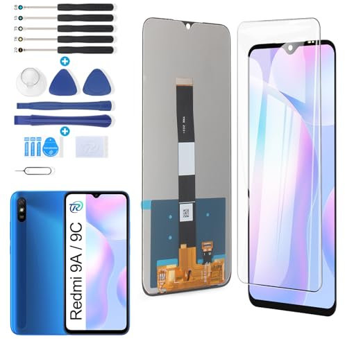 RongZy Pantalla para Xiaomi Redmi 9A/9C/9C NFC/10A Pantalla Táctil LCD Kit de Pantalla de Repuesto Ensamblaje Digitalizador de Reemplazo con Herramientas(Negro)