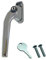Fenstergriff aus poliertem Rauchchrom, gekröpft, 40 mm Spindel, UPVC-Fenstergriff, Espag-Schloss, Schlüsselschloss, linke Hand