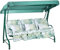 Alfresia Roma 3-Seater Garden Swing Seat - Outdoor Patio Swing Chair with Adjustable Waterproof Canopy and Classic Cushions, Green Canopy and Frame, Bamboo Leaf Classic Cushions