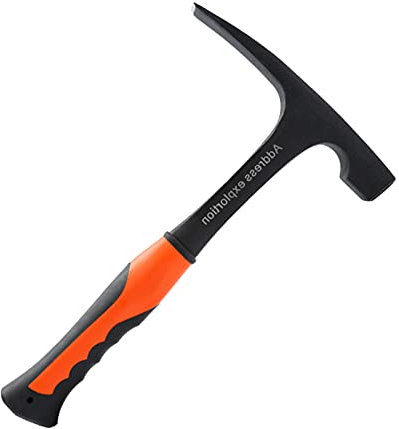 Martello da esplorazione, martello geologico professionale a testa piatta per roccia, strumento per l'esplorazione di minerali per geologia all'aperto, lunghezza 285 mm